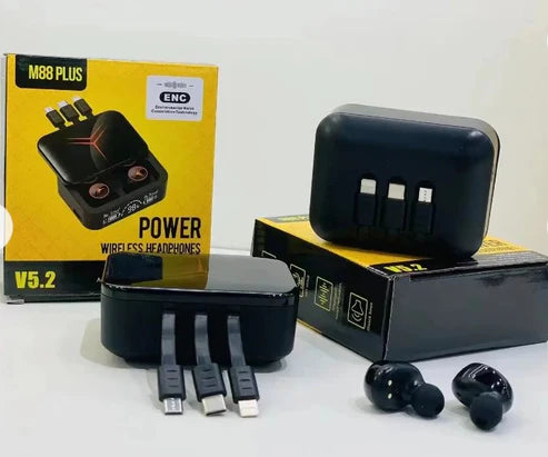 M90 Pro Wireless Earphones – Deep Bass, LED Display & Noise Cancellation