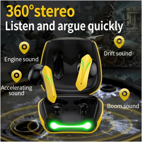 Wireless Gaming Earbuds โ Low Latency, Deep Bass & LED Power Display