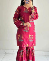 Bloom in Style – Premium Flower Print 2 Pcs Sharara Dress