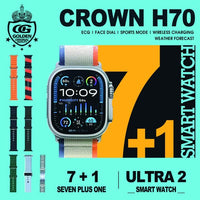 Crown H70 7 + 1 Ultra 2 | Crown H70 Ultra-2 Smart Watch – 7+1 Straps, Cover & Protector, Wireless Charging