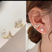 Korean Golden Fishtail Fashion Stud Earrings-Luxury Earrings