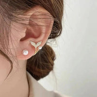 Korean Golden Fishtail Fashion Stud Earrings-Luxury Earrings