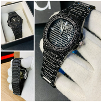 New Watch Collection Black Stone / Blacked Iced Out Stain-less Steel Chain Watch