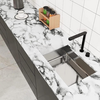 Self Adhesive White Marble Sheet Sticker For Kitchen, Cupboard, Wall – Anti Oil And Heat Resistant